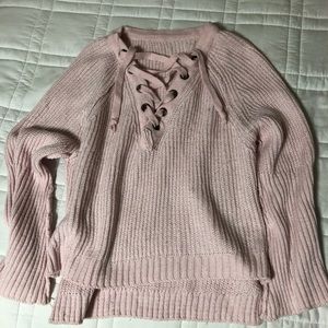 Goodnight Macaroon Pink Lace Up Sweater